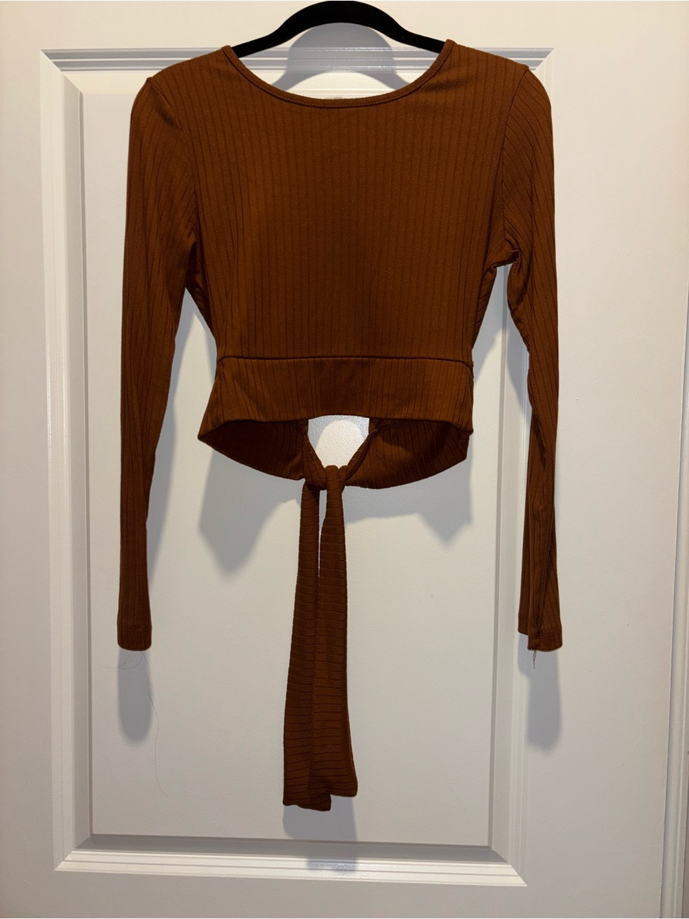 Orange/Brown Long-Sleeve Crop Top Sweater